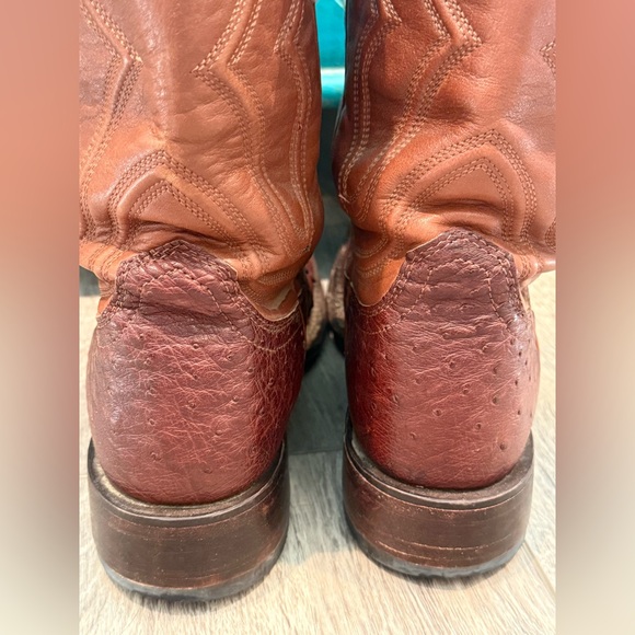 Tecovas THE EMMITT OSTRICH Roper Square toe cowboy boot Sz 9.5 D - Picture 4 of 11